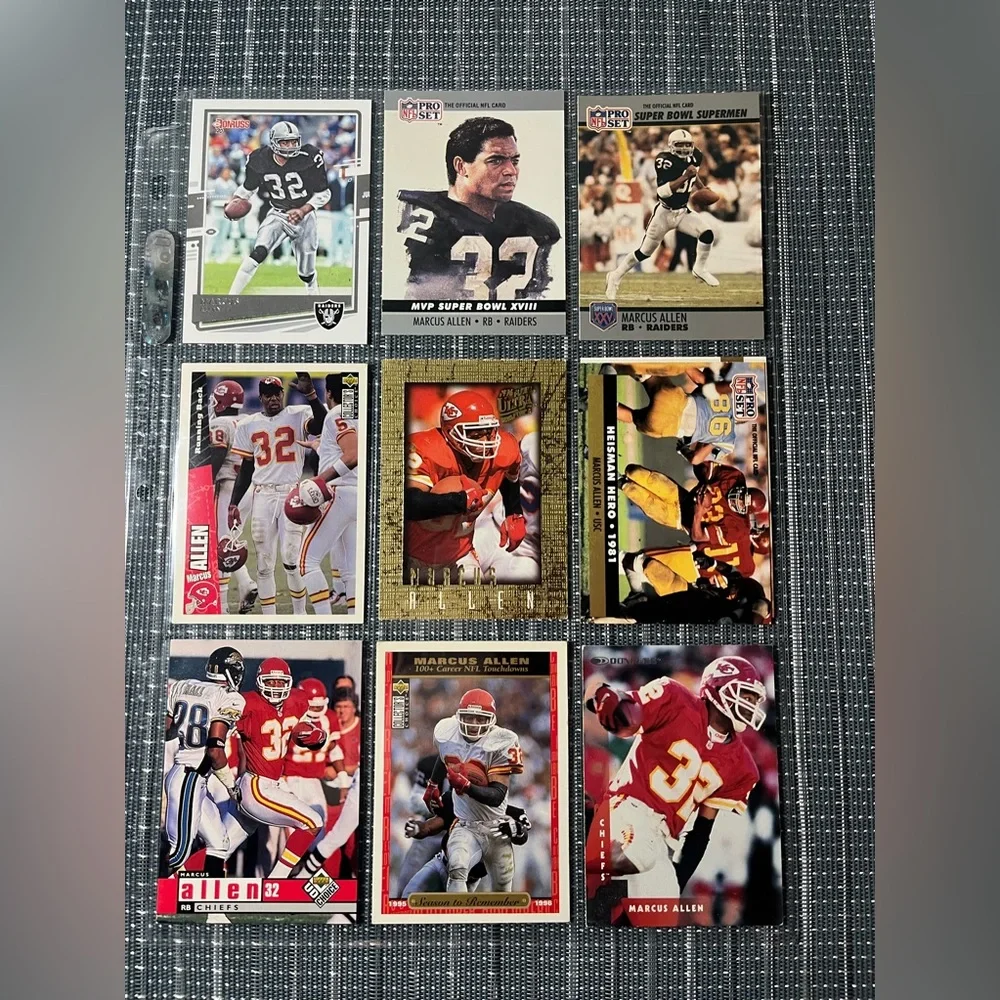 🏈 Marcus Allan NFL Football Sports Trading Cards - Collection of 9